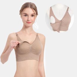 mother feeding bra lactate lactation d seamless nursing bra breastfeeding open breast mama nursing sport bra wireless plus size Y0925