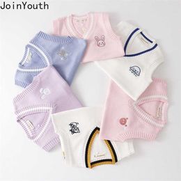 Joinyouth Japanese Sweaters Vest Women Embroidery Cartoon Knit Pullovers Tank Casual Waistcoat Top Female Korean Fashion Sweater 211011