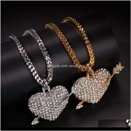 Pendant & Pendants Jewellery Drop Delivery 2021 Manufacturers Wholesale High-End Hip-Hop Stainless Steel Necklaces Full Diamond One Arrow Throu