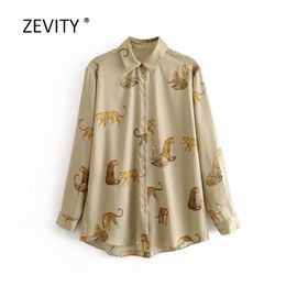 women vintage animal print casual smock blouse autumn ladies leopard pattern shirts chic femininas kimono blusas tops LS4397 210420