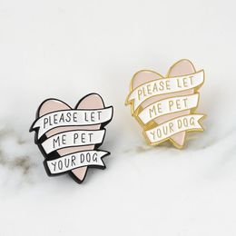 Pins, Brooches Heart Brooch Enamel Pin Metal Black Pink Badge Animal Pet For Dog Lovers Hat Bag Shirt Lapel Buckle