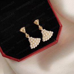 Trendy Sector Dangle Earrings For Women Gold Colour Imitation Pearl Office Fashion Jewerly Summer Vacation Earring Oorbellen