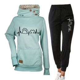 Tracksuit Women Hoodies Sweatshirt Pants Two Piece Set Female Outfits Casual Spring Autumn Pullover Hooded Sweatpants Plus Size Y0625