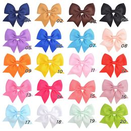 New 3.5" Pinwheel Hair Bows With Clips For Girls Kids Princess Solid Grossgrain Ribbon Bows Hairpin Hair Accessories