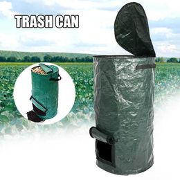 Reuseable Garden Leaf Waste Can Yard Compost Bag with Lid Composter for Fruit Kitchen Grower MDJ998 210728