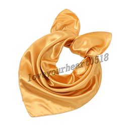 60*60cm Satin Square Scarf Luxury Solid Colour Silk Hair Bandana Fashion Small Silky Scarves for Hair Wholesale