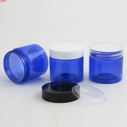 50 x 60g Empty Blue PET Cream Bottle Jars Containers 2oz Cobalt Cosmetic Packaging with Plastic lids White Black Clear Capgoods qty