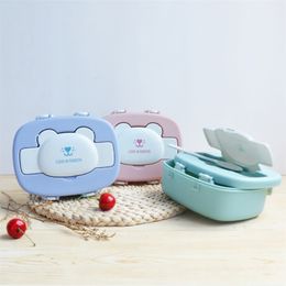 Lunch Box for Kids Cartoon Bento with Spoons Eco-friendly 700ml Portable Food Container School Picnic Microwavable 210423