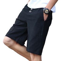 Summer Men Casual Shorts Fashion Solid Colour Slim Cotton Linen Running Trunks Plus Size M-5XL High Quality Half Of Pants 210716