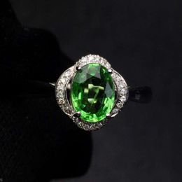 Cluster Rings Tsavorite Ring Fine Jewelry Real 18 K Gold Natural Unheat 1.45ct Gemstones Tsavorites Female Wedding