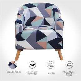 Club Chair Cover Stretch Tub Slipcover Printed Sofa Spandex Couch s for Bar Study Counter Living Room 211116
