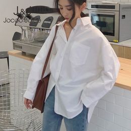 Jocoo Jolee Elegant Long Sleeve Turn Down Collar Harajuku BF Blouse Korean Elegant Loose Shirt Casual Streetwear Oversized Tops 210518