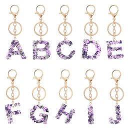 60%off Fashion 26 letters numbers keychain Purple pendant temperament versatile accessories creative key button for Alloy Bag Key Holder Phone Charm