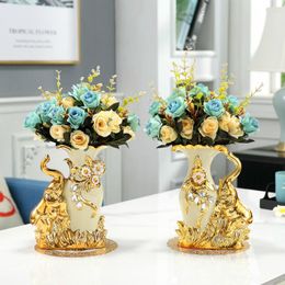 Vases 2021 European Style Ceramic Golden Swan Vase Arrangement Dining Table Home Decoration Accessories Creative Elephant