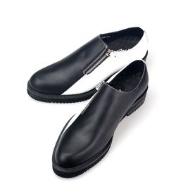 White Black Leisure Leather Shoes Flat heel Cow leather Zipper Wedding Dress Oxfords with box