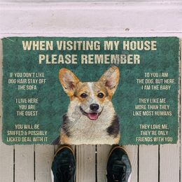 3D Please Remember Corgi Dog's House Doormat Indoor Non Slip Door Floor Mats Decor Porch 220301