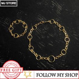 MEIJI S925 Eternity Symbol Golden Necklace Female Clavicle Chain Couple Personality DIY With Pendant Bracelet Luxury Jewellery X0707