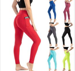 Women running fitness pants Super elastic Leggings side mobile phone pocket exercise Yoga pants legging
