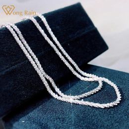 Wong Rain 925 Sterling Silver Created Moissanite Fashion Luxury White Gold Unisex Couple Chain Necklace Fine Jewellery Wholesale Chains