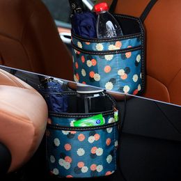 Other Interior Accessories Mini Car Trash Can Bin With Lid Organiser Garbage Holder Universal Folding Vehicle Supplies Bucket Auto
