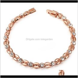 Beaded, Strands Jewelry Zircon Beaded Kernel Shape Rose Gold Color Bracelets For Women Fashion Of Drop Delivery 2021 Raiww