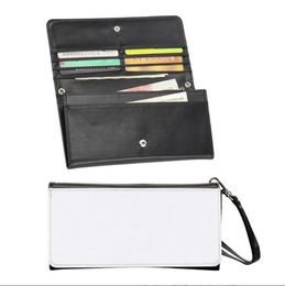 DHL10pcs Wallets Sublimation DIY White Single Sided Blank PU Multifuncation Hasp Long Wallet