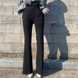 Streetwear Y2k Black Flare Pants Women Fashion New Trend High Waisted Long Trousers Harajuku Vintage Sweatpants Capris 210415