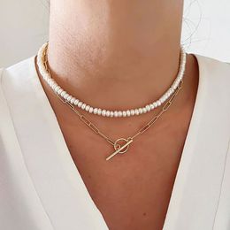LETAPI Goth Pearl Choker Gold Colour Lasso Pendants Women Jewellery On The Neck Chain Beads Necklace Chocker Collar