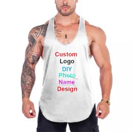 Po or Your OWN Design Customized Mens Mesh Fitness Clothing Gym Stringer Tank Top Men Bodybuilding Vest Workout Shirt 210421
