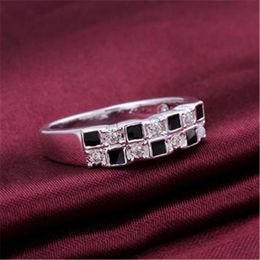 Wedding Rings 925 Sterling Silver Top Quality Fashion Jewellery Women Men Size 7/8 Black Square Zircon Engagement / Ring