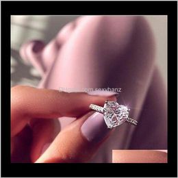 Peach Crystal Rhinestone Gemstone Designer Engagement Wedding Band Rings Finger Love Hearts Ring Women Jewellery Gifts Size V4Dd Hiwfa