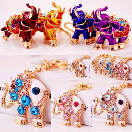 Lovely Rhinestone Crystal elephant Keychain Keyring Pendant elephant Key Chain Ring Holder Alloy Keychains Gift Unisex