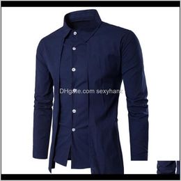 Casual Mens Clothing Apparel Drop Delivery 2021 Chemise Homme Slim Fit Office Dress Fashion Button Business Men Shirts Autumn Two Ply Tee Cam