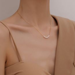 GHIDBK 2020 Fashion Stainless Steel Simulated Pearls Chokers Necklaces for Women Ins Dainty Street Style Collars Choker