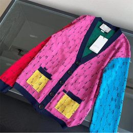 Colorful Patchwork Pattern Sweaters Fashion Letter Jacquard Cardigan Sweater Fall Personality Designer Girls Coats Luxury Knitwear Jacket