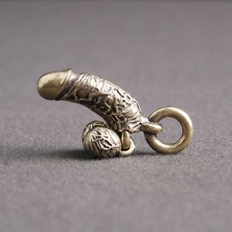 Creative Brass Male Penis Pendant Keychain Pendant Fun Simulation Chick Personality Pendant Mini Male Genitals Car Keychain G1019