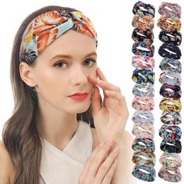 Cross Turban Headbands Sport Yoga Bandanas Headwrap Hairbands Elastic Hair Band Floral Print Twist Knotted Headbands headscarf