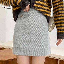 Korean Spring Faldas Mujer Moda Autumn Solid Fashion Mini Skirt A-line Women Short Skirts Female Office Laides 8716 50 210510