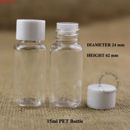 200pcs/lot Wholesale 15ml PET Facial Cream Lotion Bottle Plastic Emulsion Container 1/2 OZ Packaging White Cap Vial Mini Pothood qty