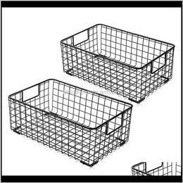 Housekeeping Organization Home & Garden2Pcs Wire Storage Baskets With Handles, Metal Organizer Basket Bins For Home, Office, Nursery, Laundr