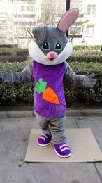 Halloween Grey Rabbit Mascot Costume High Quality Customize Cartoon Bunny Anime theme character Adult Size Christmas Carnival fancy dress