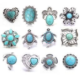 Turquoise Crystal tortoise flower Snap Buttons Clasp Components fit DIY 18mm snaps button bracelet Necklace ACC ingredients supplier Jewellery
