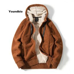 Men Hoodies Jacket Winter Thick Warm Fleece Comfortable Teddy Cashmere Jacket Coat Men Casual Zipper Hoodie Sweatshirts Men 211013