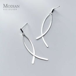 Classic Geometric Cross Line Dangle Earring for Women Sterling Silver 925 Drop Fine Jewellery Gift 210707