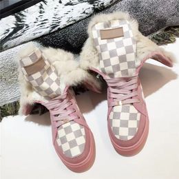 2021 Top Quality Geometric Print Snow Boot Knee-length Warm Cold-resistant Thick-soled Boots Fashion All-match Womens Cotton Shoes Size35-42