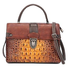 Women Alligator Handbag Female Genuine Leather Top Handle Fashion Crocodile Shoulder Lady Briefcase Crossbody Bag