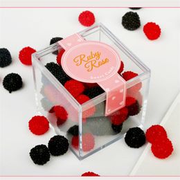 12pcs Acrylic Candy Box Goodie Bags Clear Chocolate Plastic Wedding Party Favor Packing Box Pastry Container Jewelry Storage 210402
