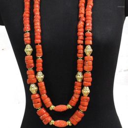 Earrings & Necklace Dudo 47 Inches Coral Beads For Nigerian Men Bridal Jewellery Set Wedding Long Traditional Weddding