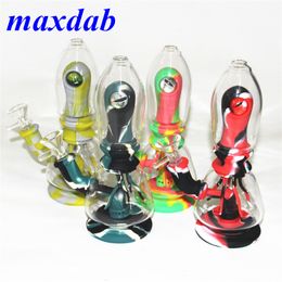 glass bong dab rig smoking water pipe hookah bongs silicone tobacco hand pipes for dry herb ash catcher