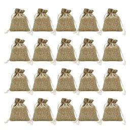 empty sachets UK - Storage Bags 20pcs Imitated Linen Durable DIY Travel Jewelry Sachet Bag Home Wedding Makeup Gifts Drawstring Pouch Small Empty Multifunctioa